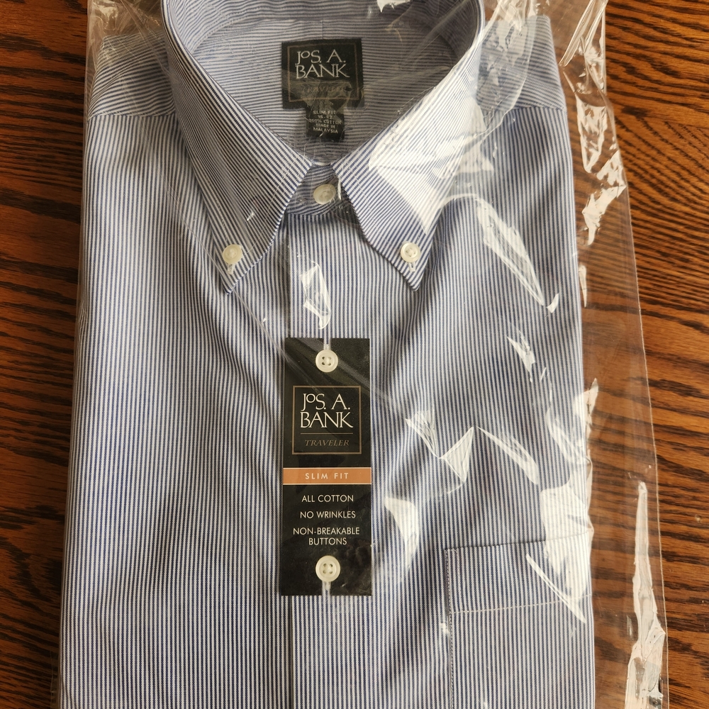 Jos. A. Bank Men's Slim Fit Blue Pinstripe Shirt
